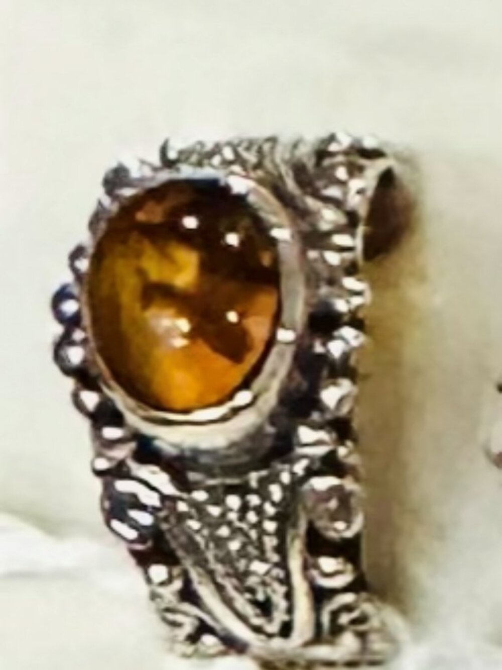 Pretty Amber Ring with Unique Band